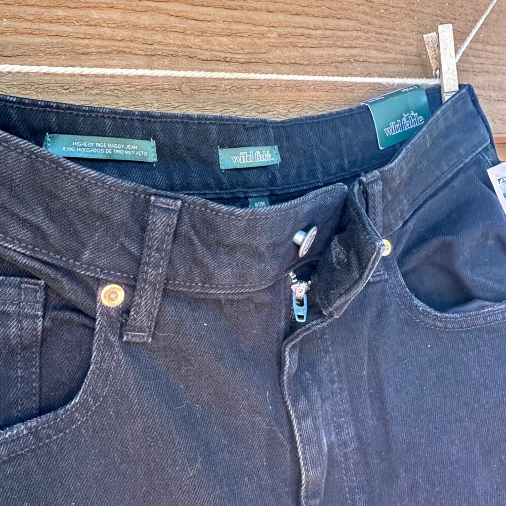 Wild Fable High-Rise Black Baggy Jeans With Distressed Knees Size 8/29 Cotton Bl - Picture 9 of 14
